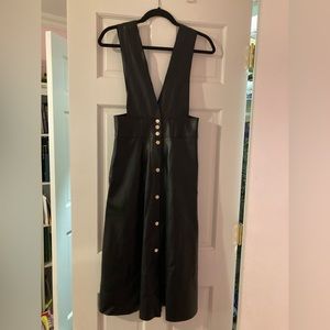 Zara Midi Vegan Faux Leather Pinafore Dress